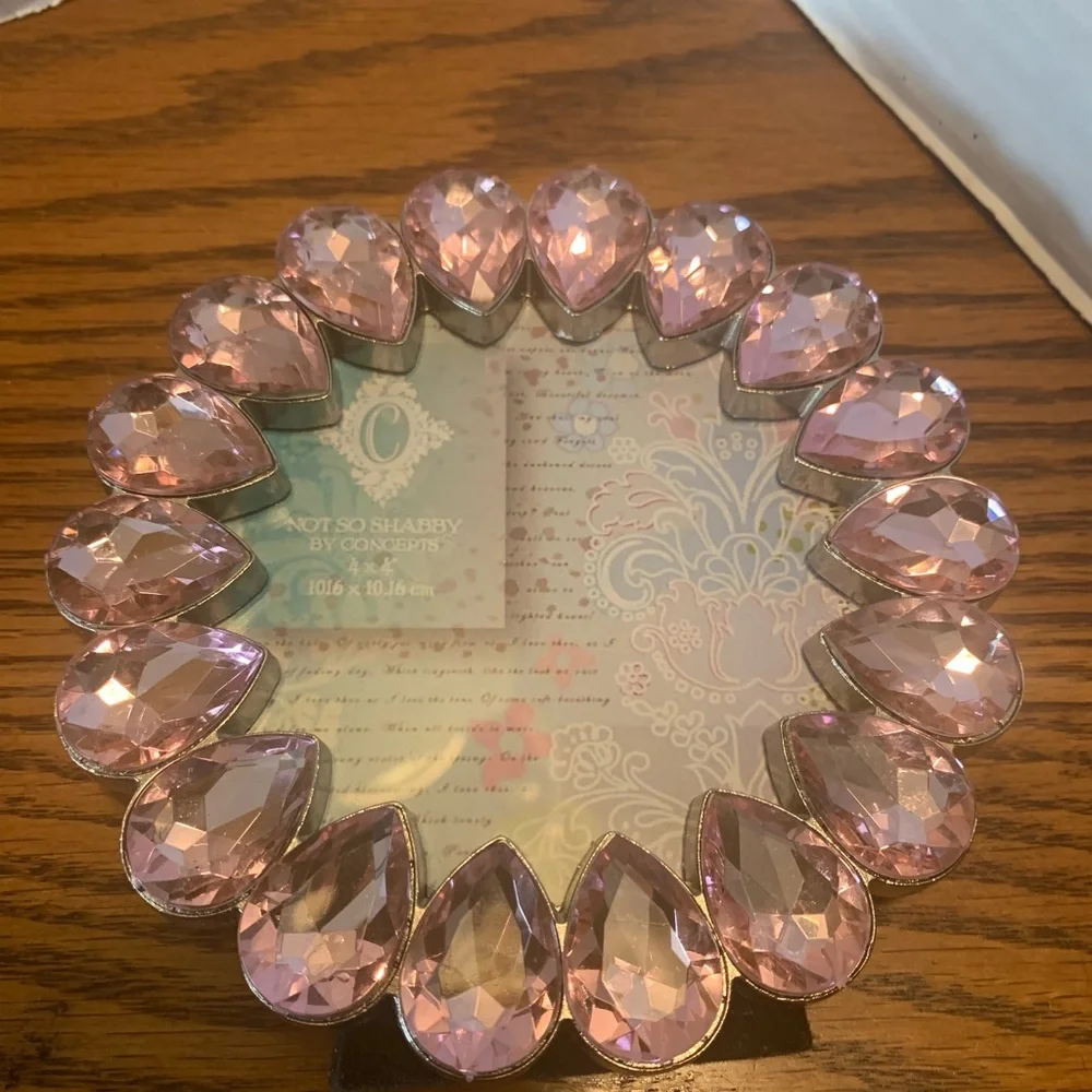 Pink Teardrop Crystal Photo Frame baby, girls, gift, bling wedding